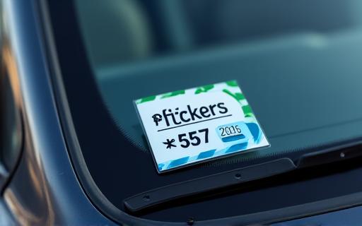 Österreichische Pickerl Plakette an einer Windschutzscheibe